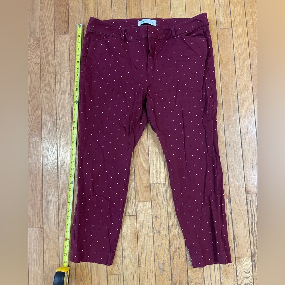 Old Navy Burgundy Polka Dot Pixie Ankle Pants